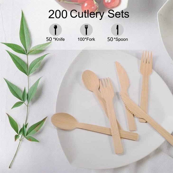 Disposable Bamboo Utensils Eco-Friendly Bamboo Cutlery Set